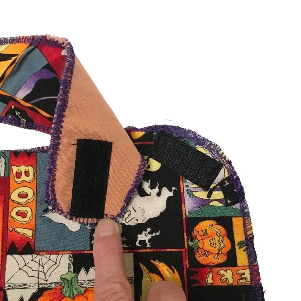 Handmade Halloween collage machine washable bib OS‎